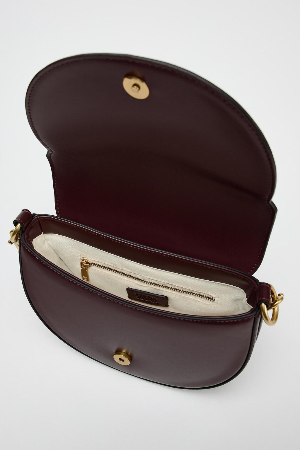ZARA CANVAS STITCHED CROSSBODY BAG Burgundy
