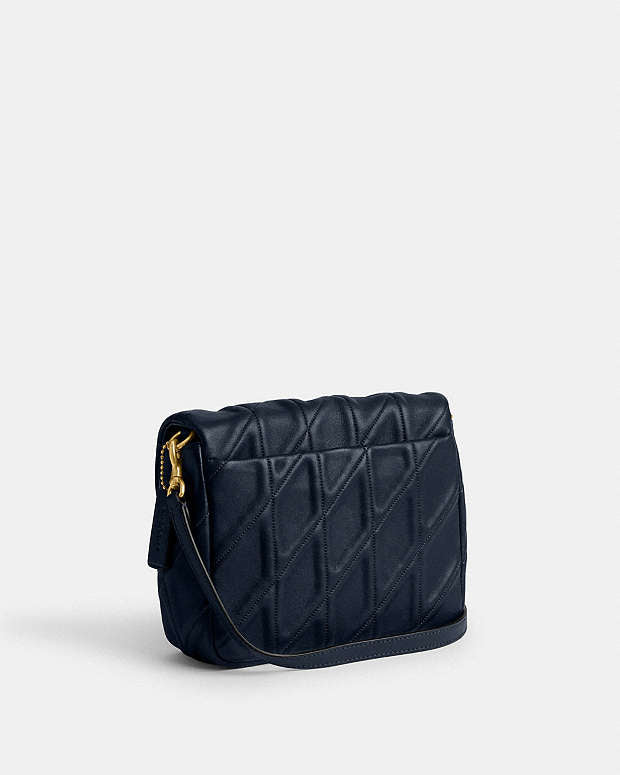 Times Square Tabby 20 Shoulder Bag With Quilting ( Dark Navy )