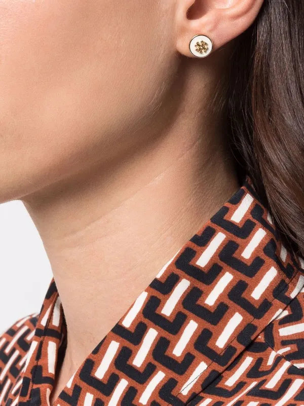TORY BURCH ICON ENAMEL CIRCLE-STUD EARRINGS