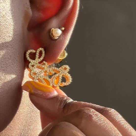 Loewe - Anagram crystal-embellished earrings