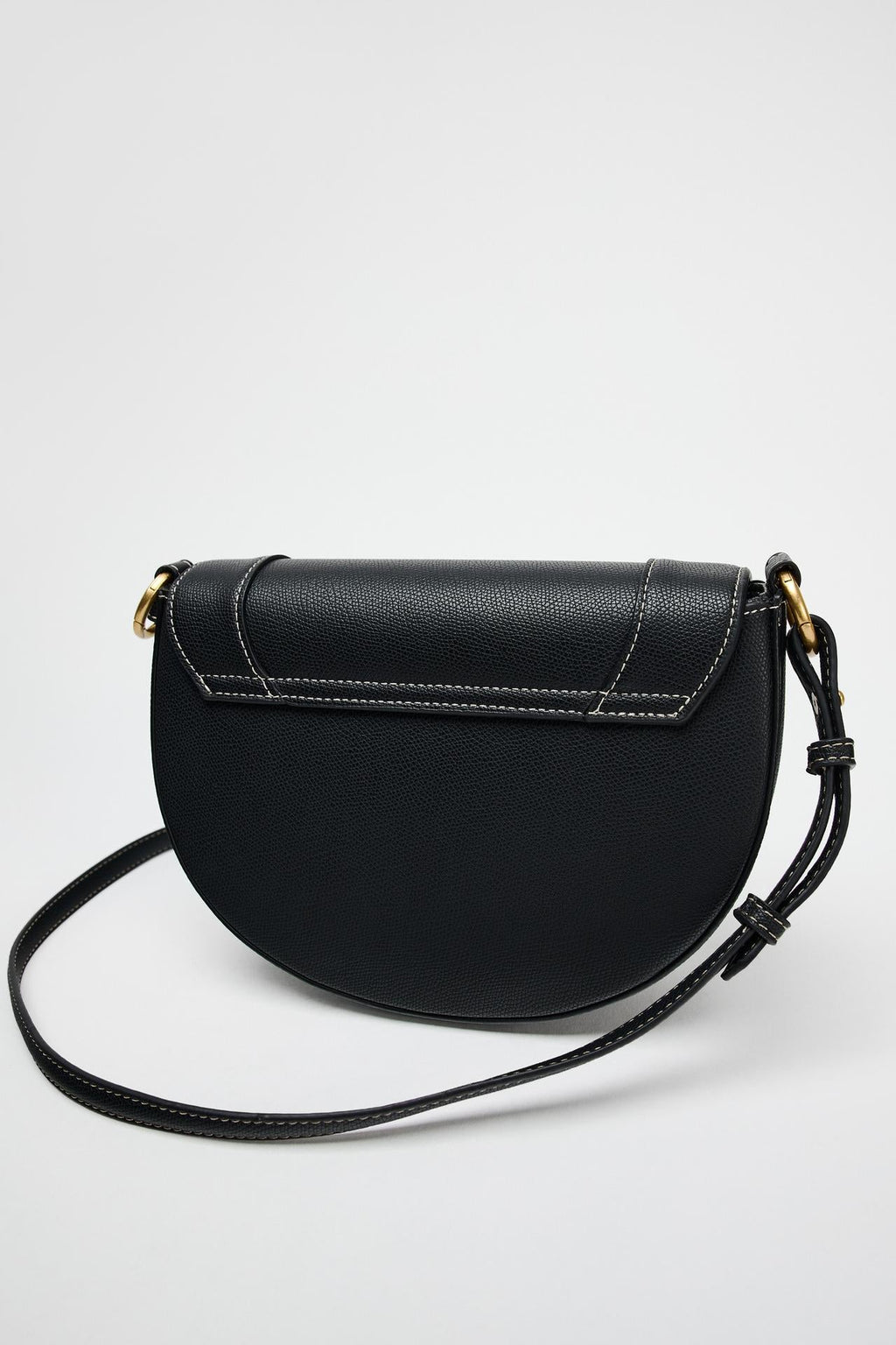 ZARA CANVAS STITCHED CROSSBODY BAG  Black