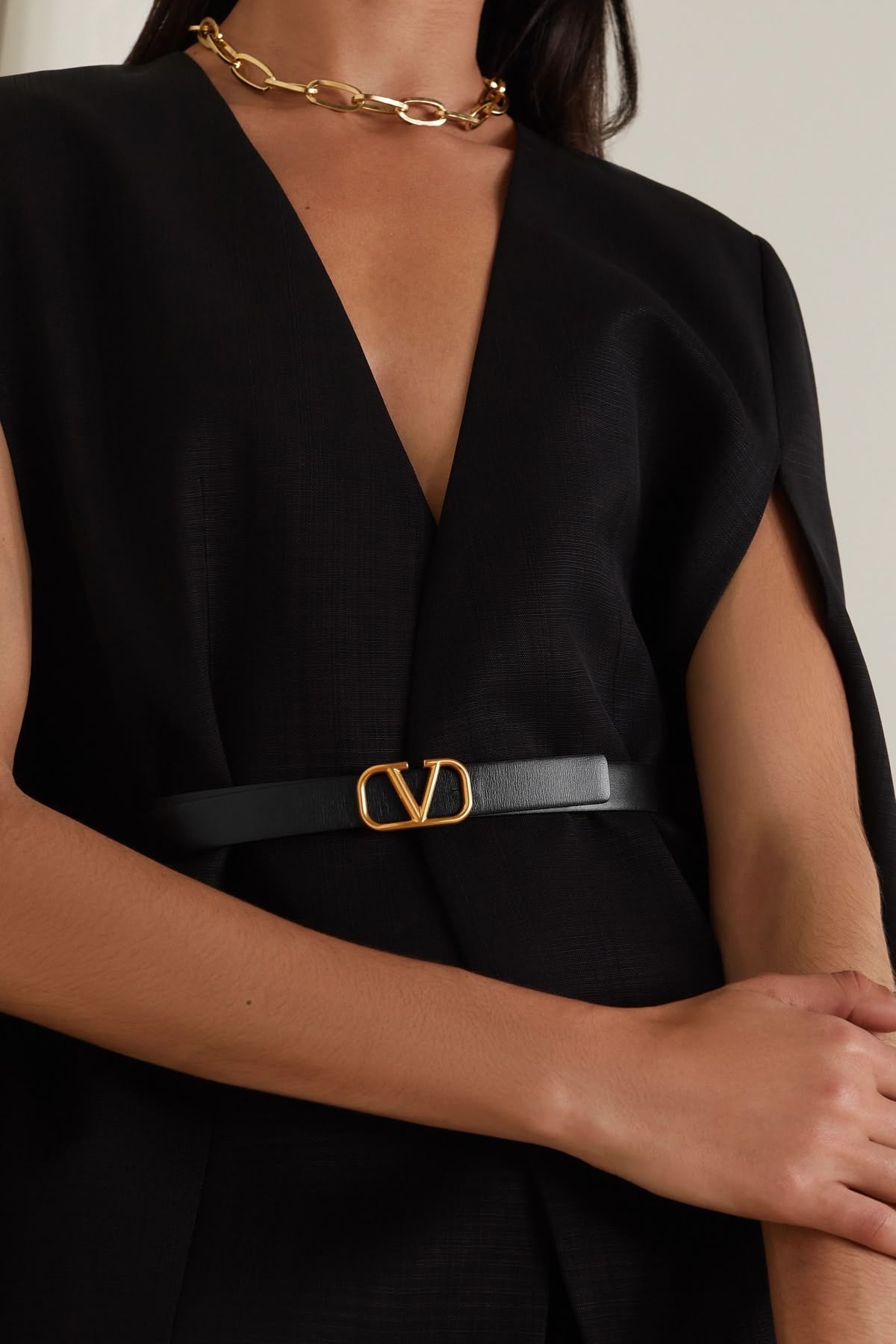 Valentino Belt - Black & Coffee Brown: