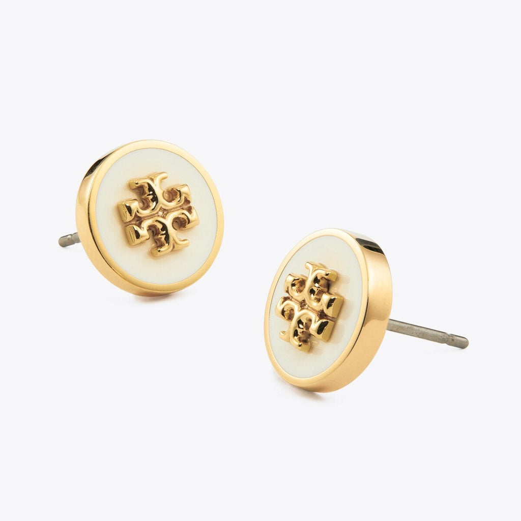 TORY BURCH ICON ENAMEL CIRCLE-STUD EARRINGS