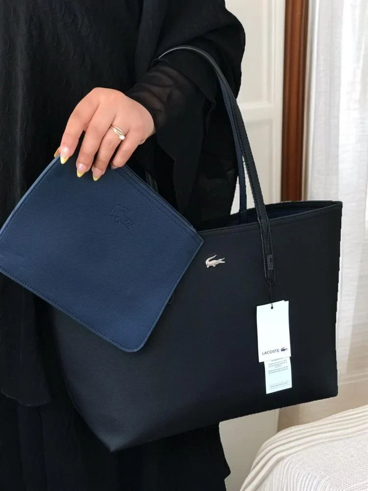 Lacoste Women's Anna Large Reversible Tote Bag Black/Blue