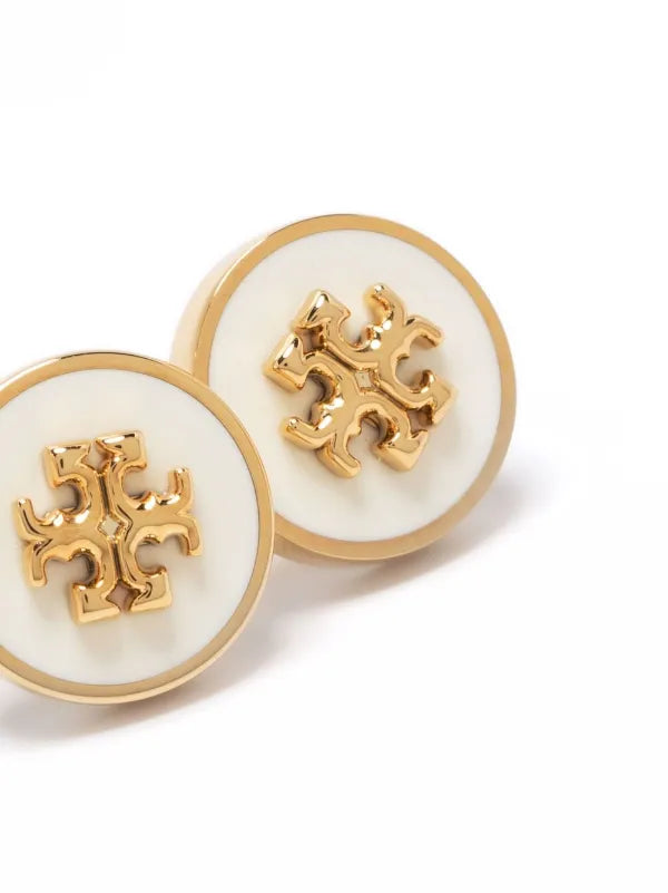 TORY BURCH ICON ENAMEL CIRCLE-STUD EARRINGS