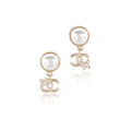 Chanel
Pale Gold Metal and Imitation Pearl CC Earrings