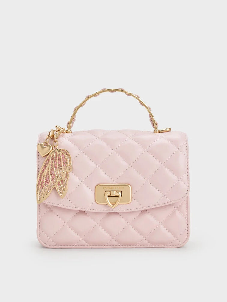 Cressida Quilted Top Handle Bag With Bag Charms