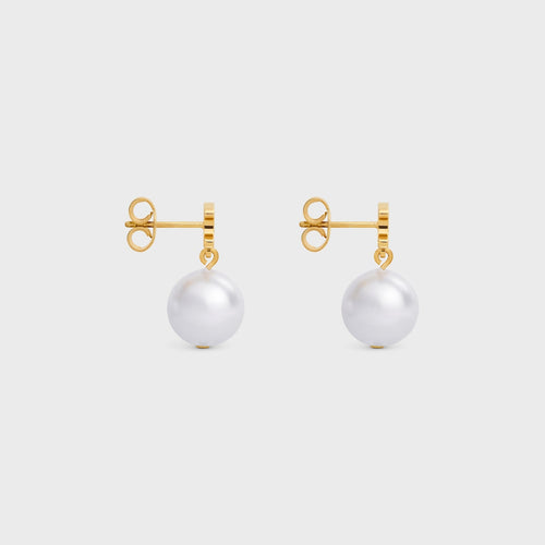 CELINE EARRINGS IN BRASS WITH GOLD FINISH AND RESIN PEARLS