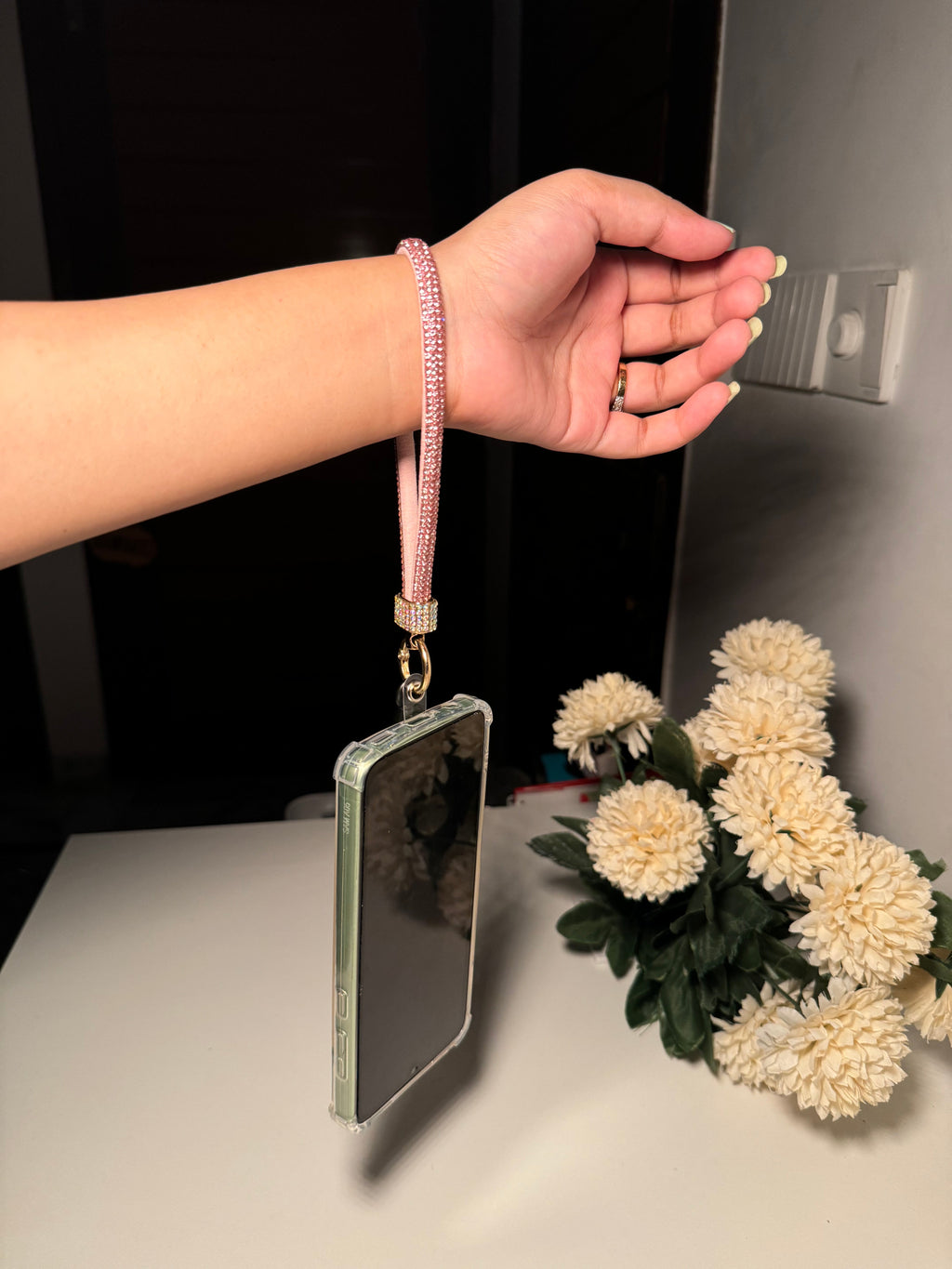 Rhinestone phone charm lanyard