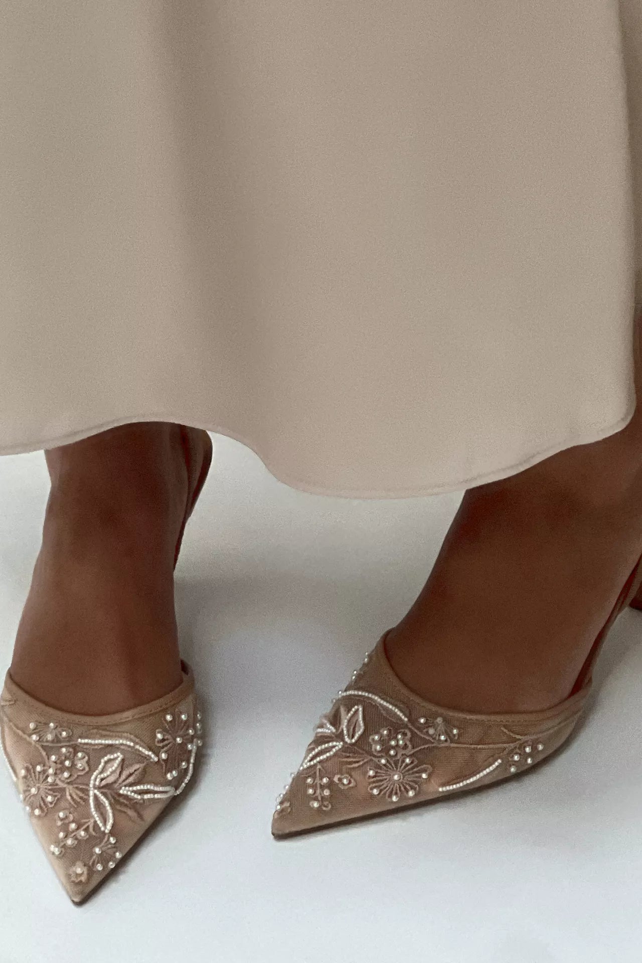 ZARA EMBROIDERED MESH SLINGBACK SHOES