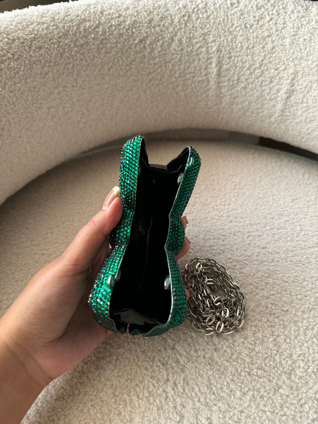 Rhinestone Bow Emerald