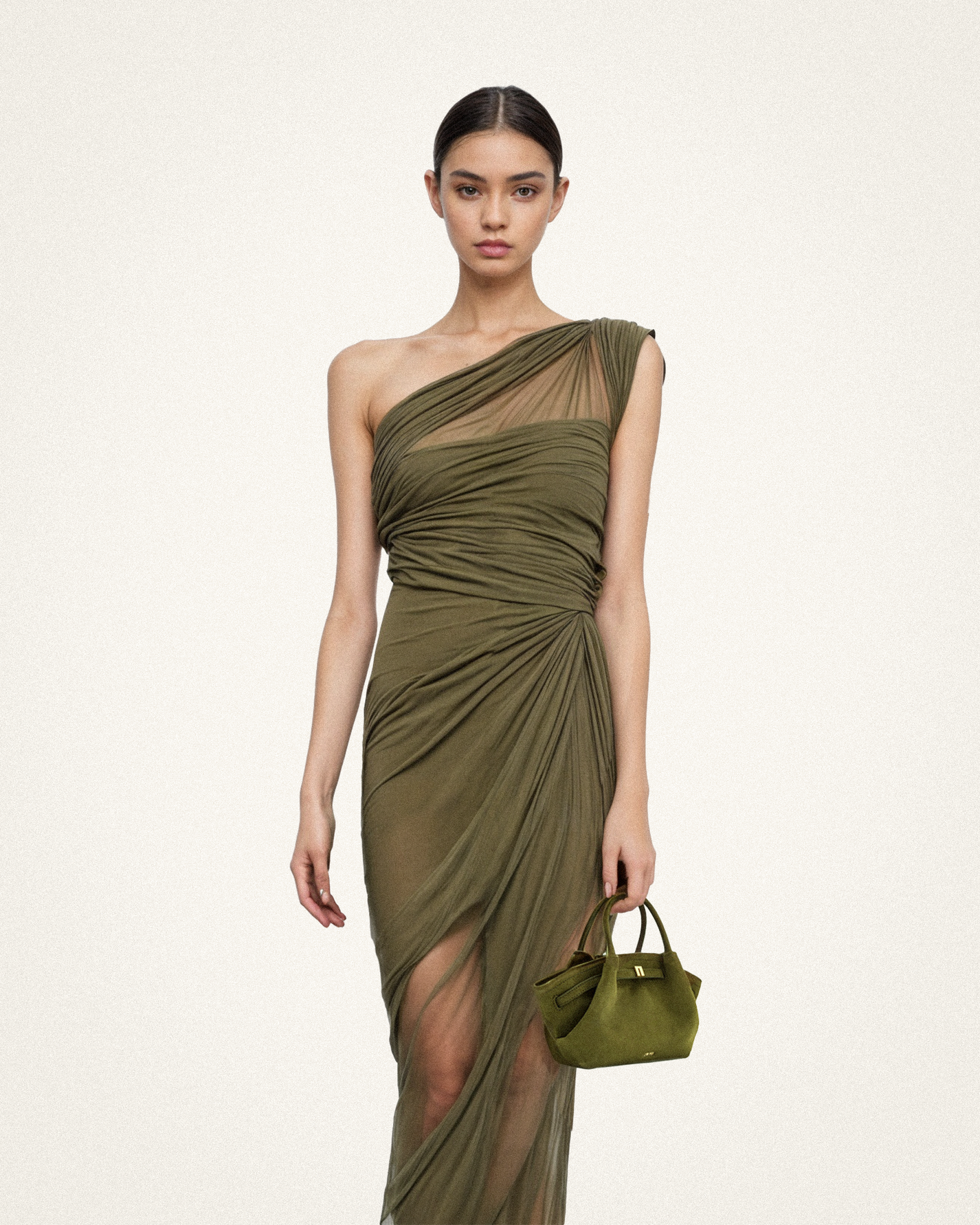 Hana Mini Faux Suede Tote Bag - Dark Olive