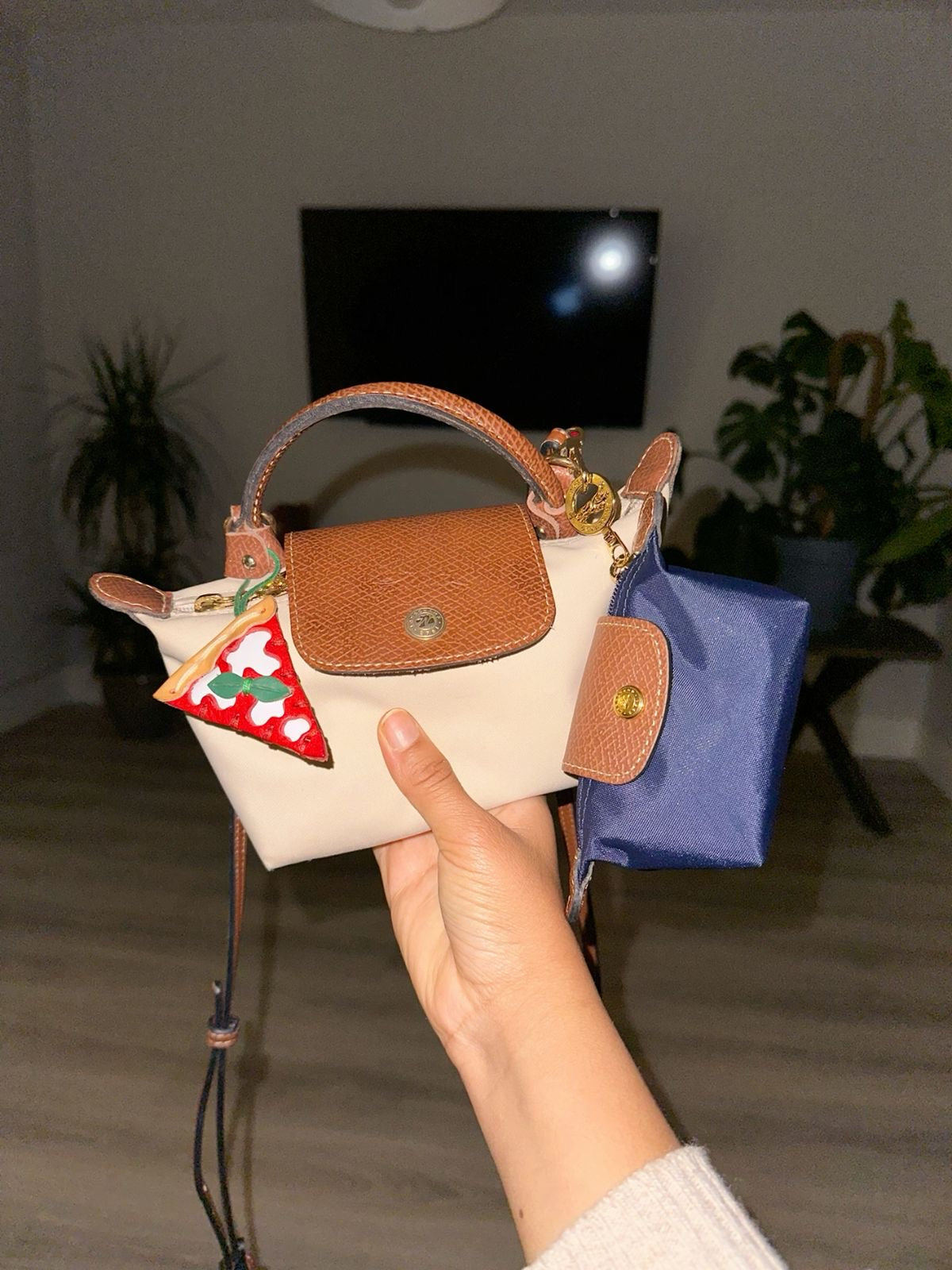 Long Champ bag charm / AirPods holder