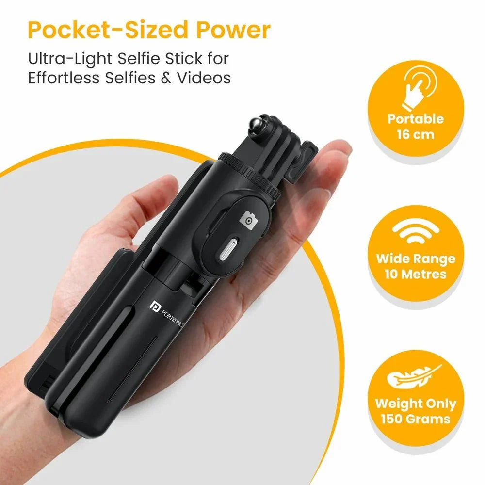 3 IN1 Pocket Size Selfie Stick with light