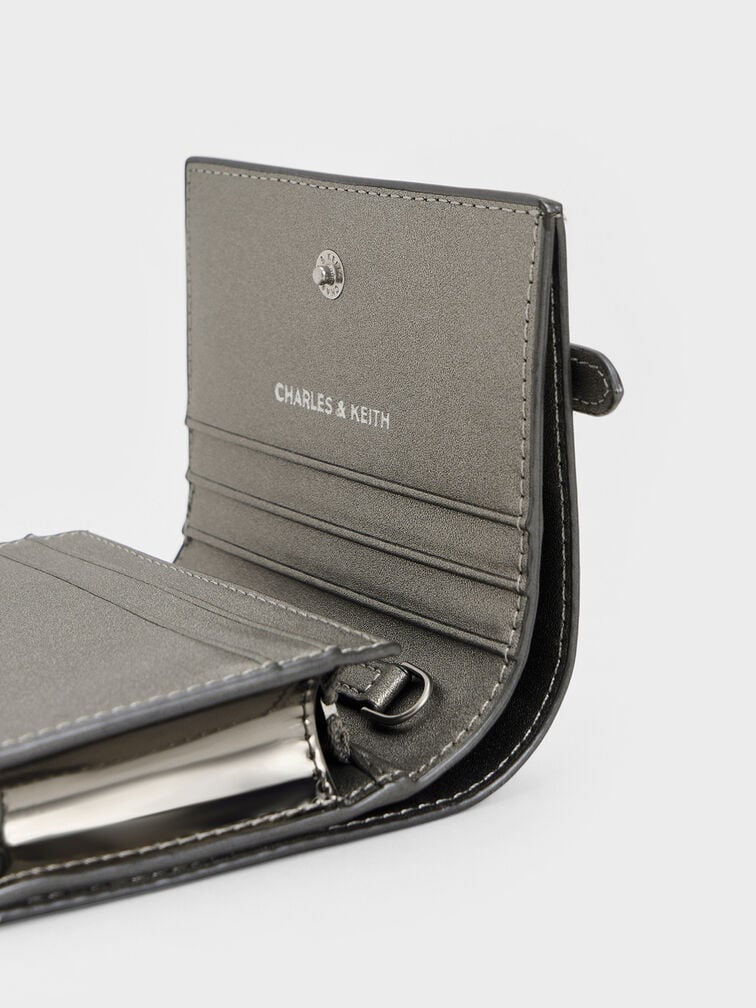 Sloane Metallic Chain-Handle Wallet - Pewter