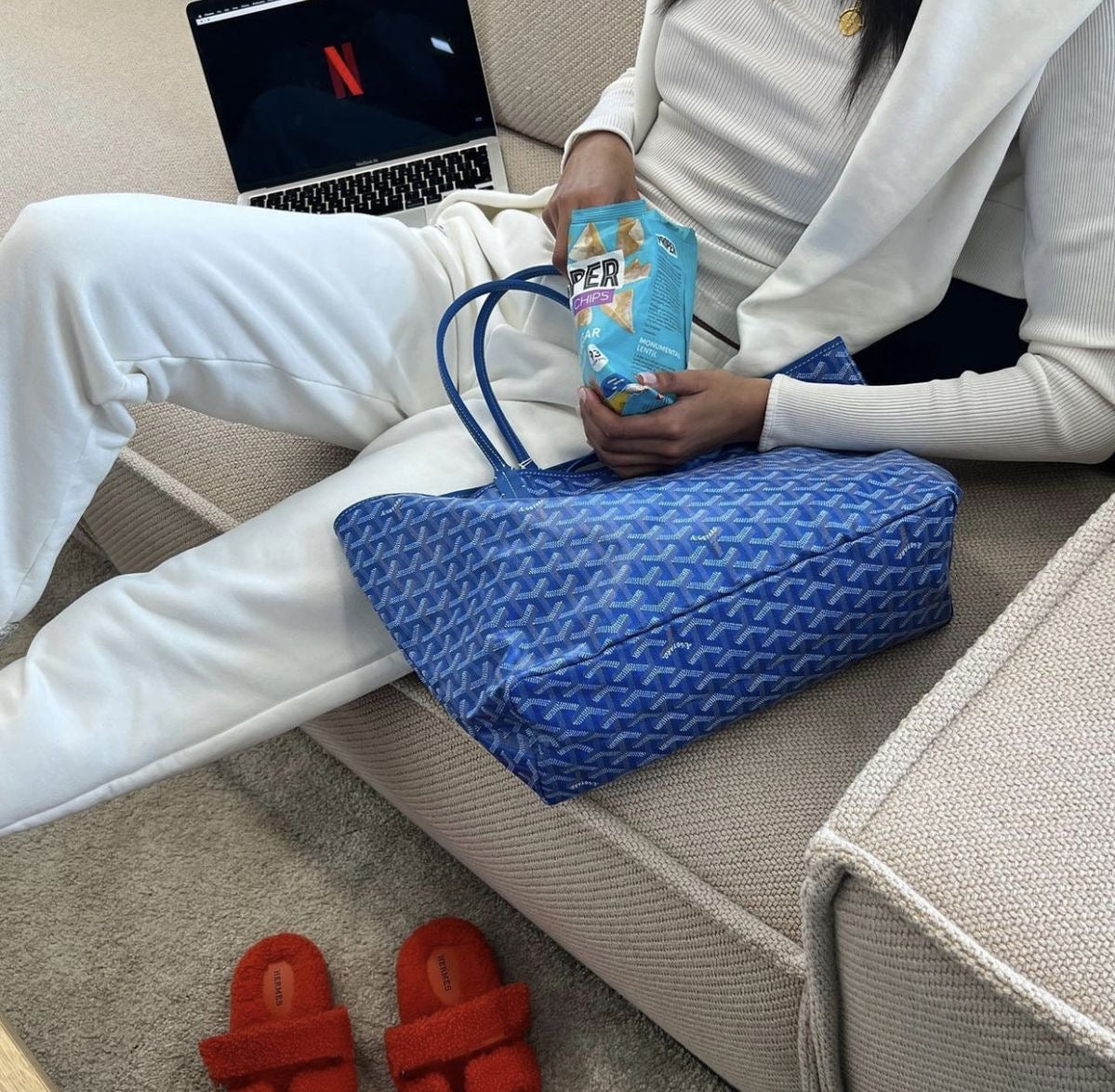 Goyard medium tote royal blue