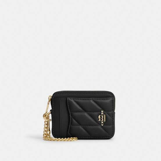 Zip Card Case With Quilting black