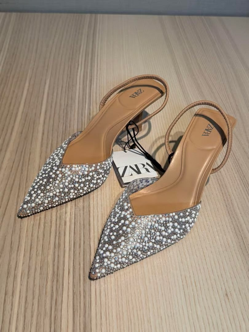 ZARA sling back Pearl Pumps