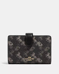 Coach Medium Corner Zip Wallet With Horse And Carriage Print