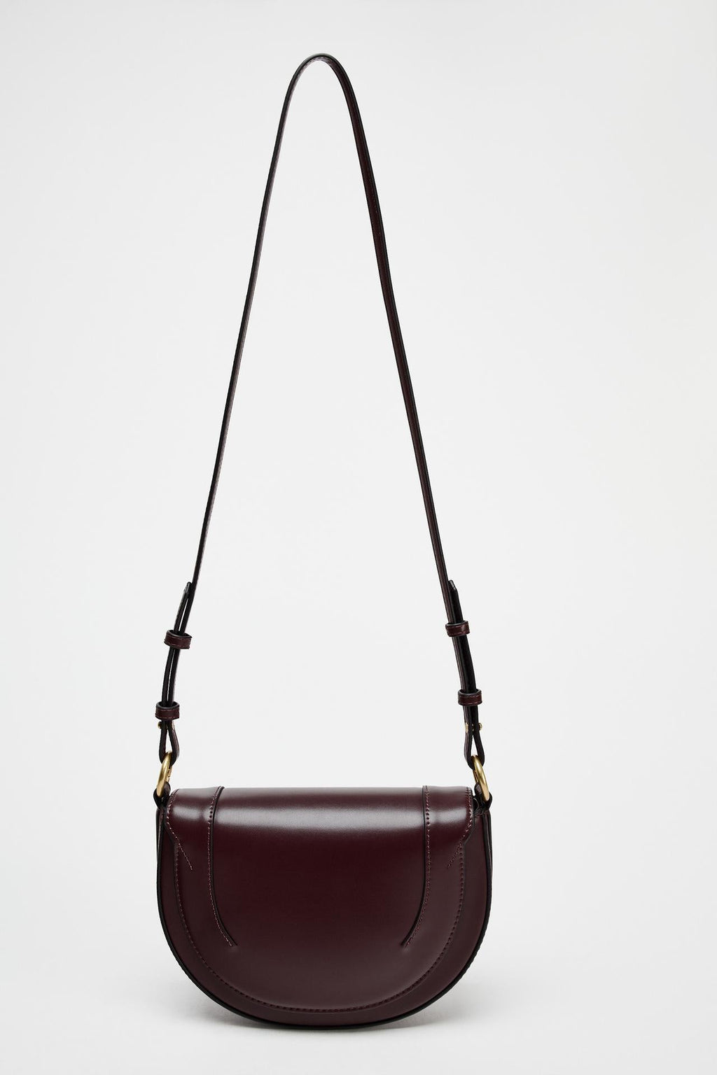 ZARA CANVAS STITCHED CROSSBODY BAG Burgundy