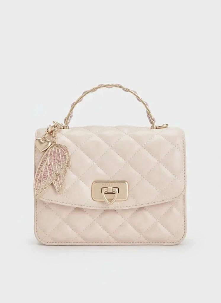 Cressida Quilted Top Handle Bag With Bag Charms