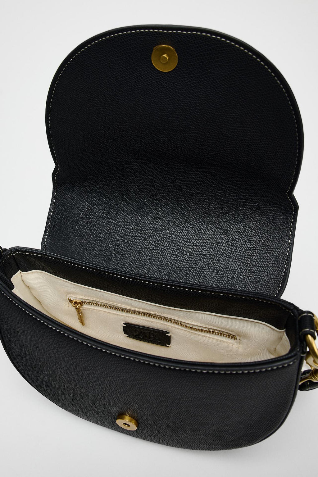 ZARA CANVAS STITCHED CROSSBODY BAG  Black