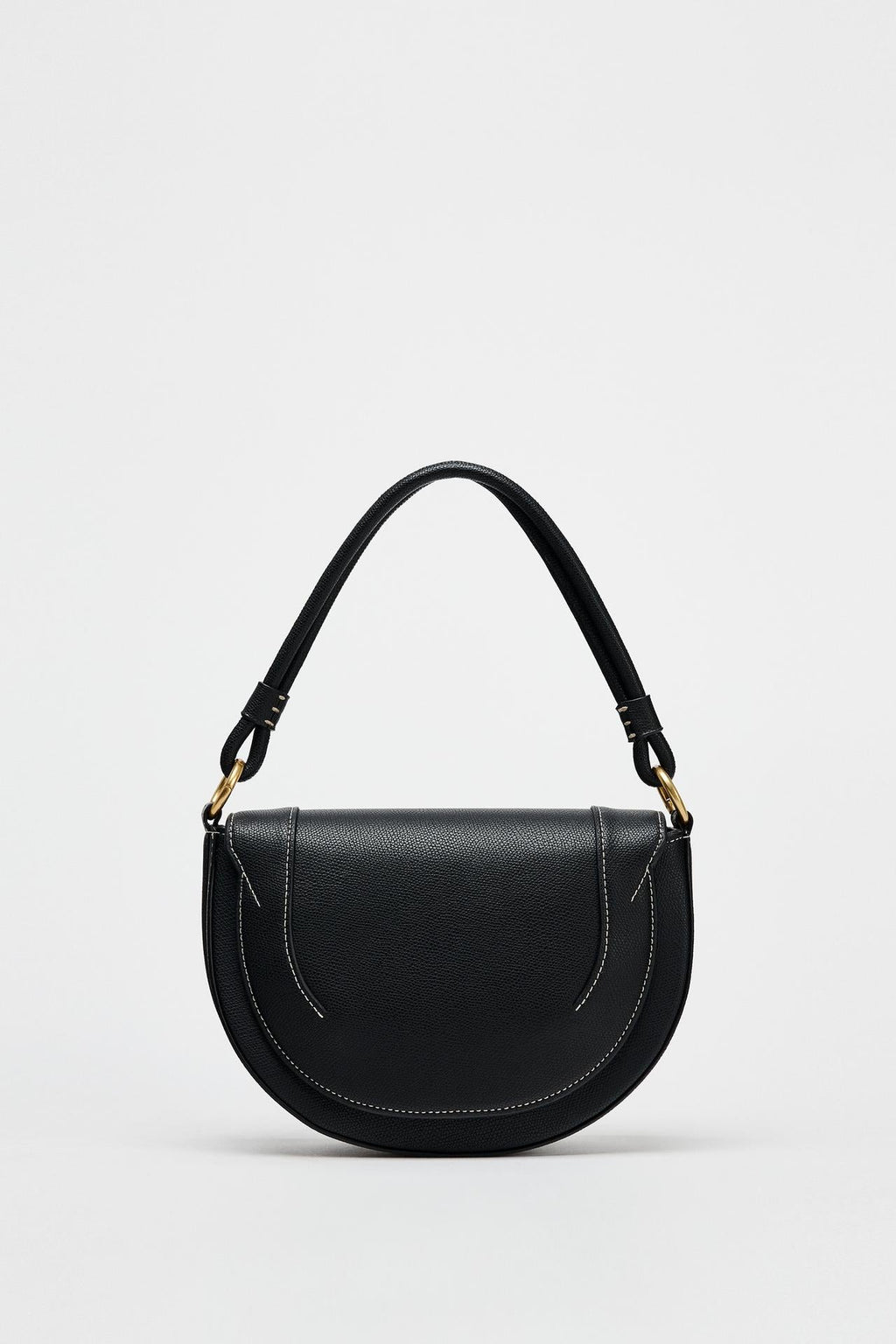 ZARA CANVAS STITCHED CROSSBODY BAG  Black