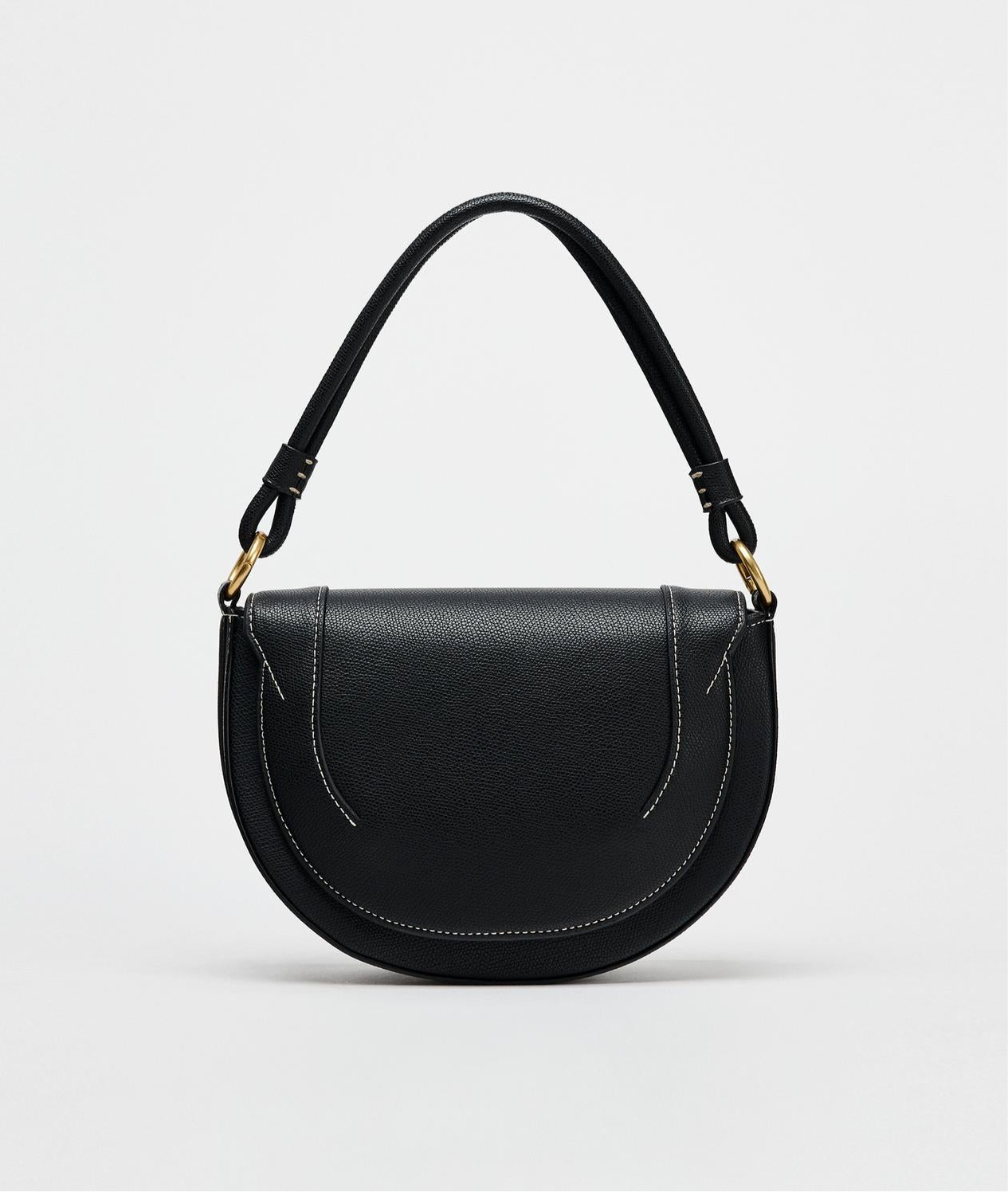 ZARA CANVAS STITCHED CROSSBODY BAG  Black