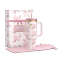 The Stanley X LoveShackFancy Holiday Quencher | 40 OZ Rose Beaux Pink