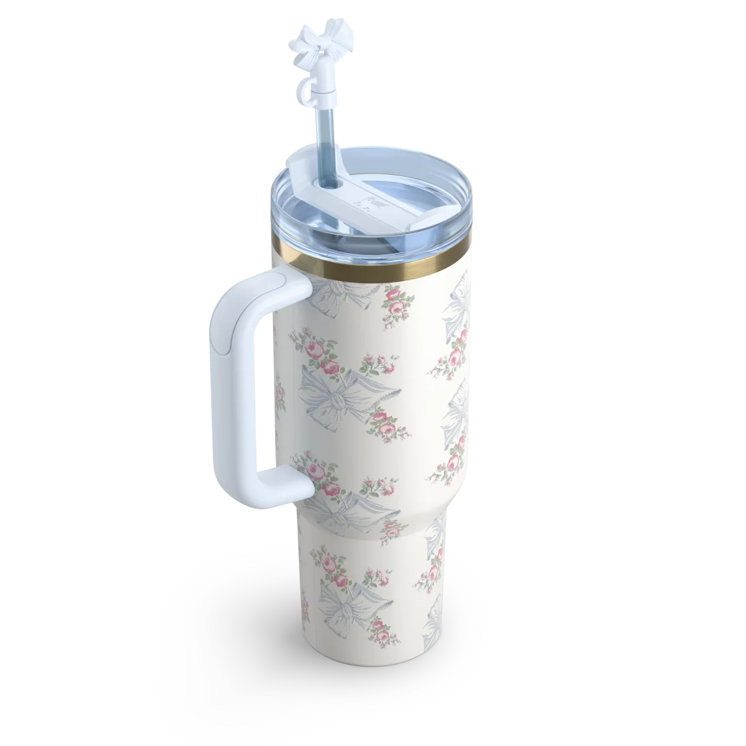 The Stanley X LoveShackFancy Holiday Quencher | 40 OZ Rose Beaux Blue