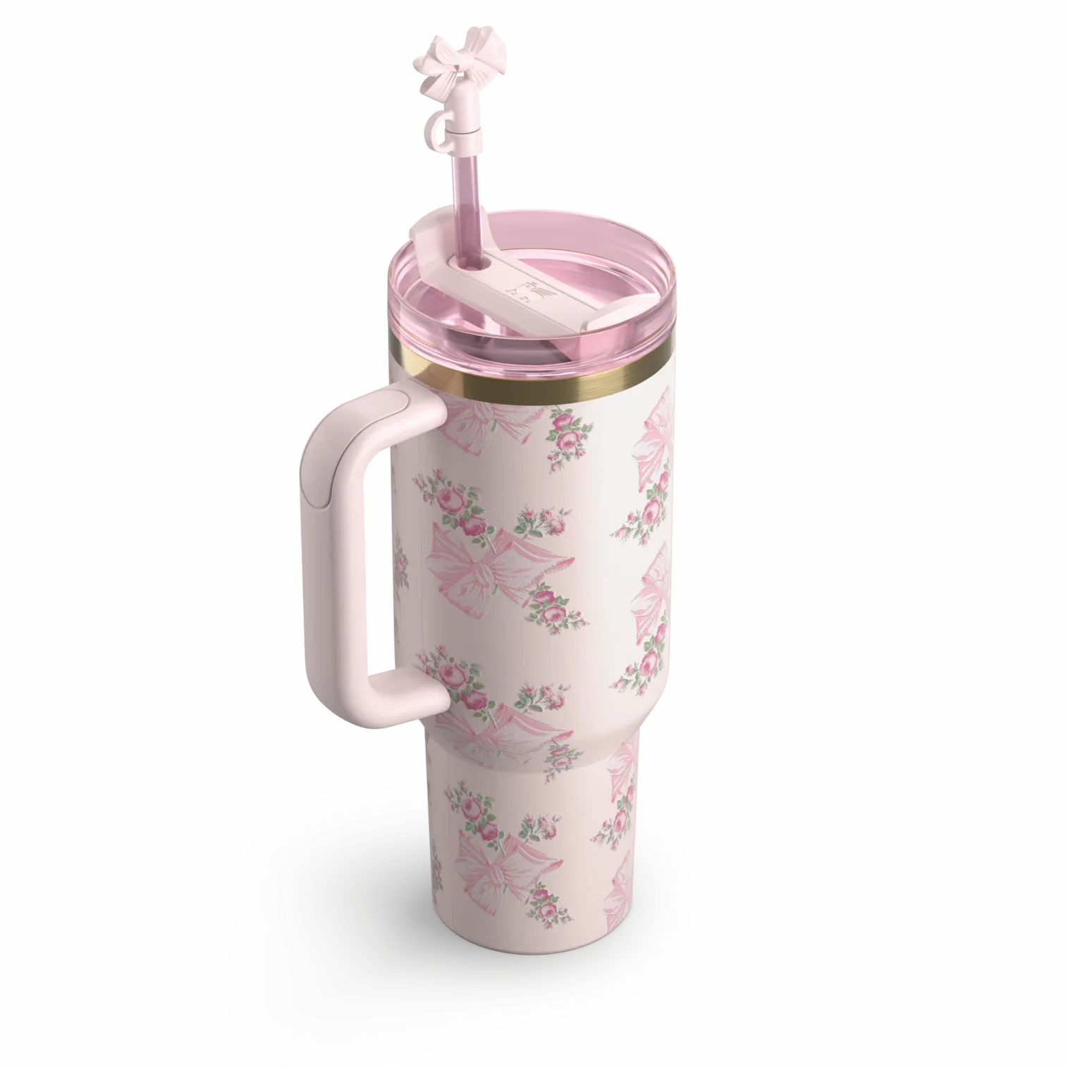 The Stanley X LoveShackFancy Holiday Quencher | 40 OZ Rose Beaux Pink